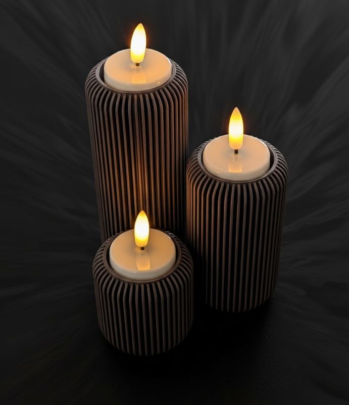 Ribbed Modern Tealight Holder Group