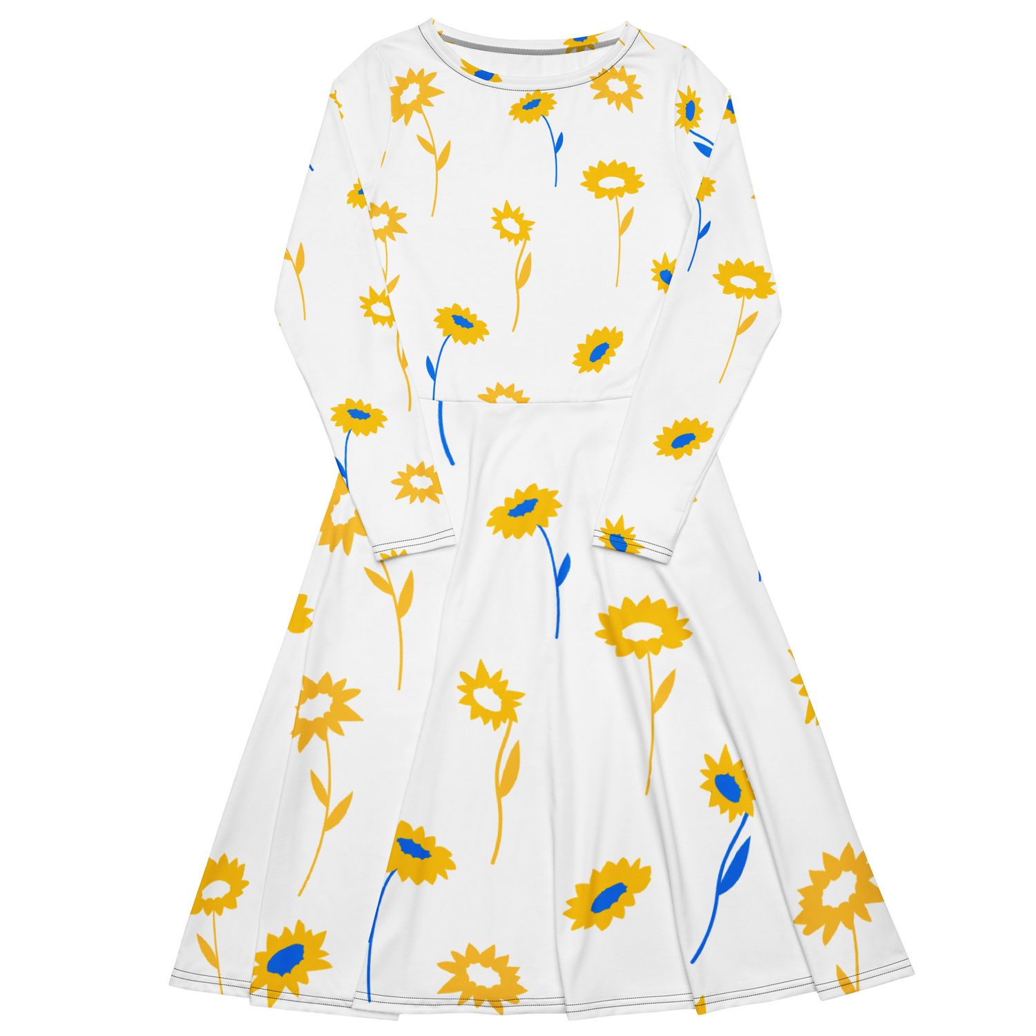 Langärmliges Midikleid mit Allover-Druck