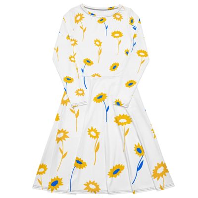 Langärmliges Midikleid mit Allover-Druck