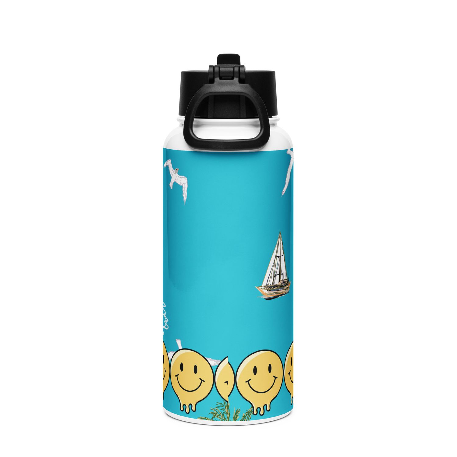 Nachhaltige 950ml Edelstahl Flasche mit Strohhalm