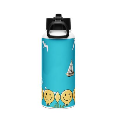 Nachhaltige 950ml Edelstahl Flasche mit Strohhalm