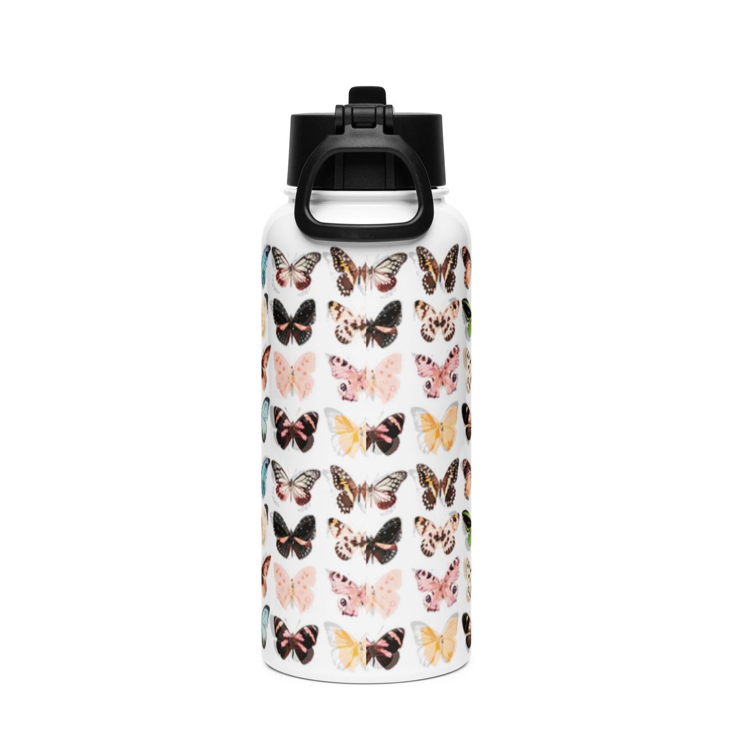 Stylische 950ml Edelstahl Trinkflasche mit Strohhalm -