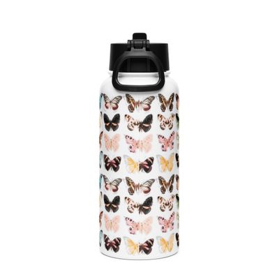 Stylische 950ml Edelstahl Trinkflasche mit Strohhalm -