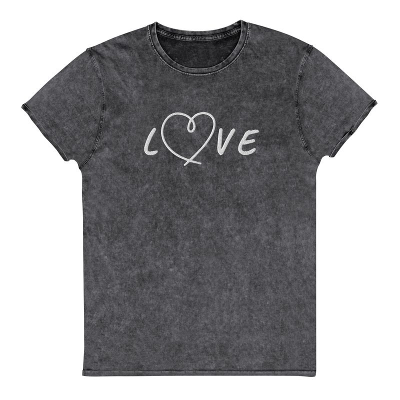Washed Denim-T-Shirt für Damen