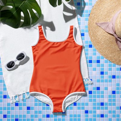 Sommerlicher Mädchen Badeanzug Orange 