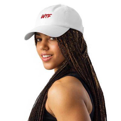 &quot;WTF&quot; Bestickte Dad Hat Cap - Rote Aufschrift - Verstellbar