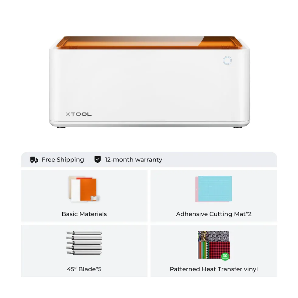 XTOOL M1 SMART LASER CUTTER W/AIR ASSIST, RISER HONEYCOMB BASE, AND SMOKE PURIFIER - NEW IN-BOX