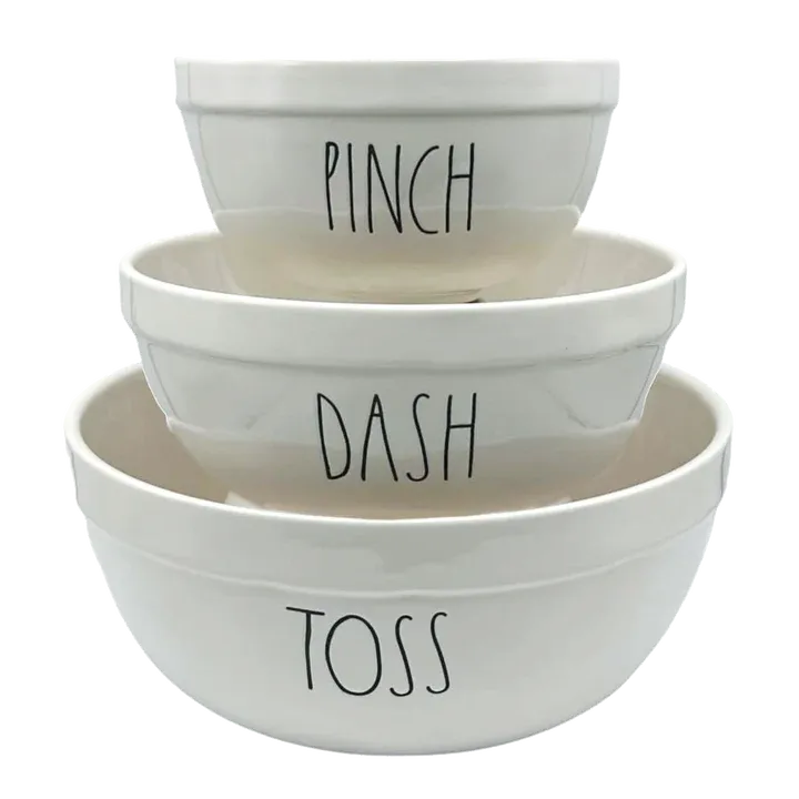 Nesting Ceramic Mixing Bowls Set - Pinch, Dash, Mix
