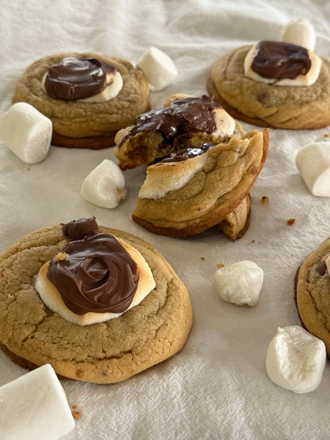 Giant Nutella Stuffed S’mores cookies