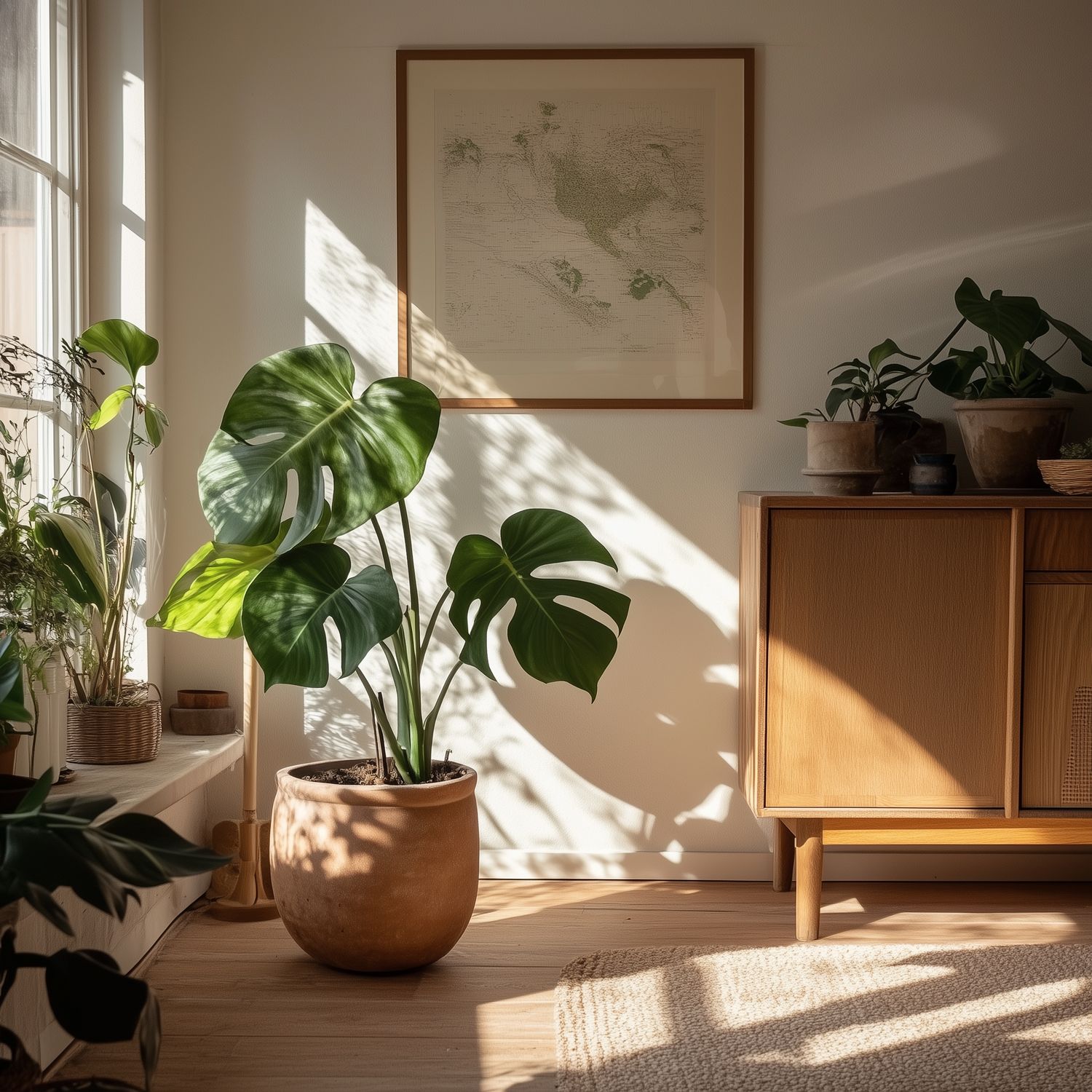 Con plantas y decoración