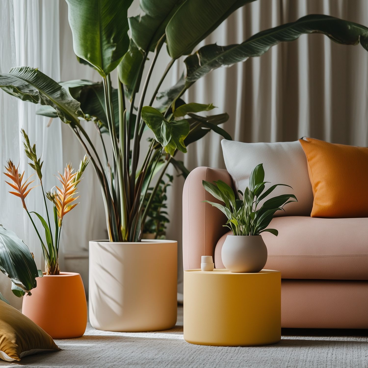 Con plantas y decoración