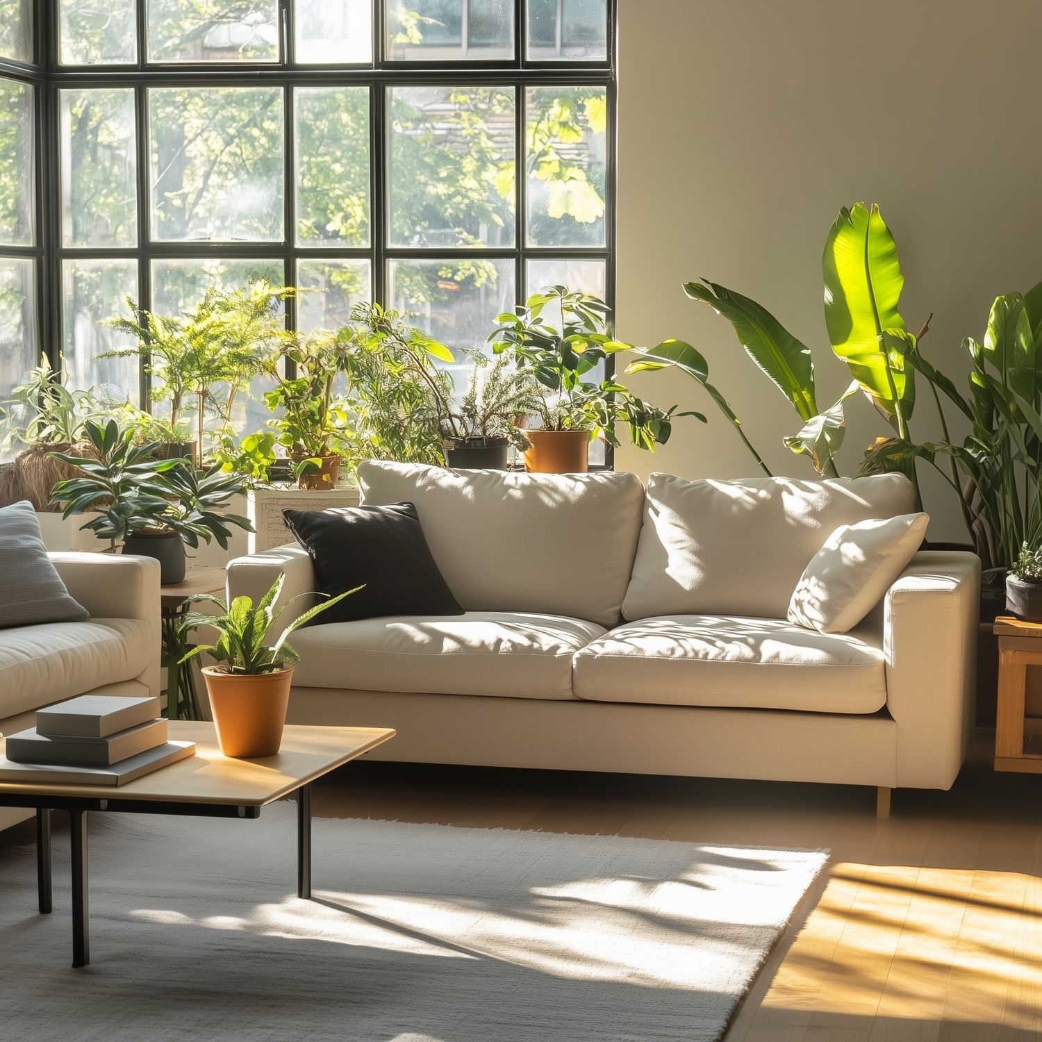 Con plantas y decoración