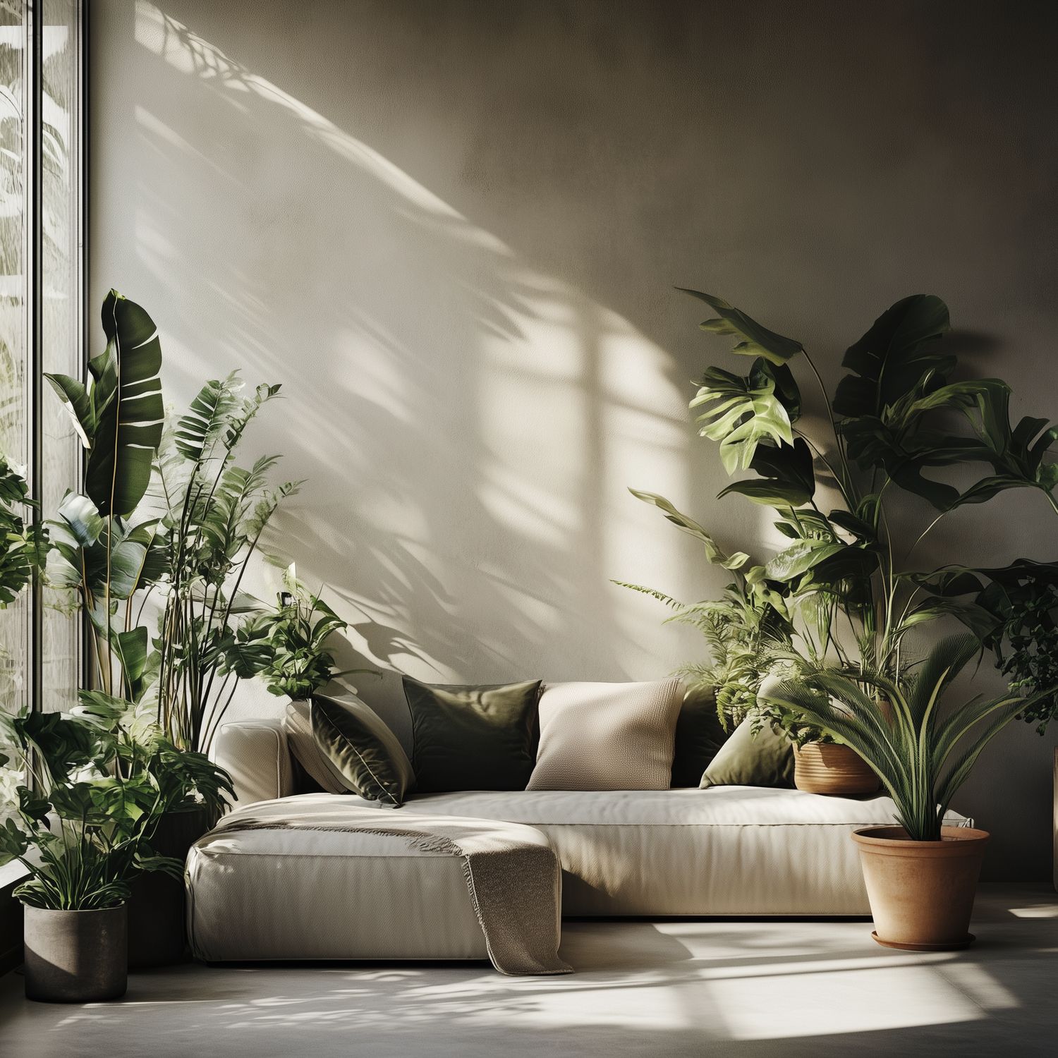 Con plantas y decoración