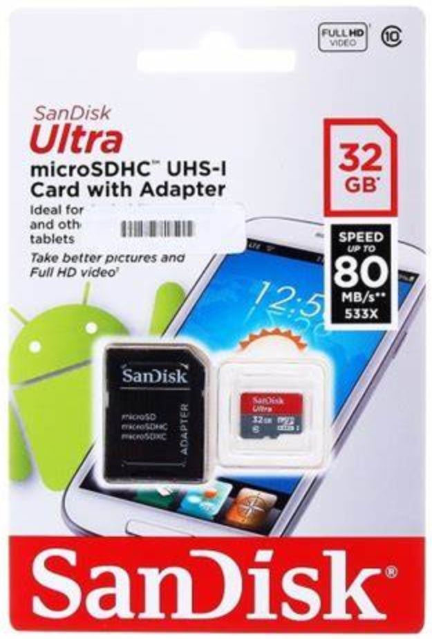 Sandisk Micro SD Card with Adapter - 32Gb