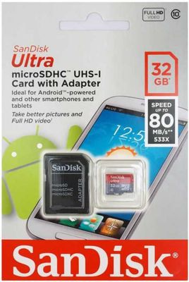 Sandisk Micro SD Card with Adapter - 32Gb