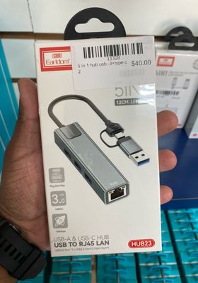 5 in 1 hub usb -3+type c 2