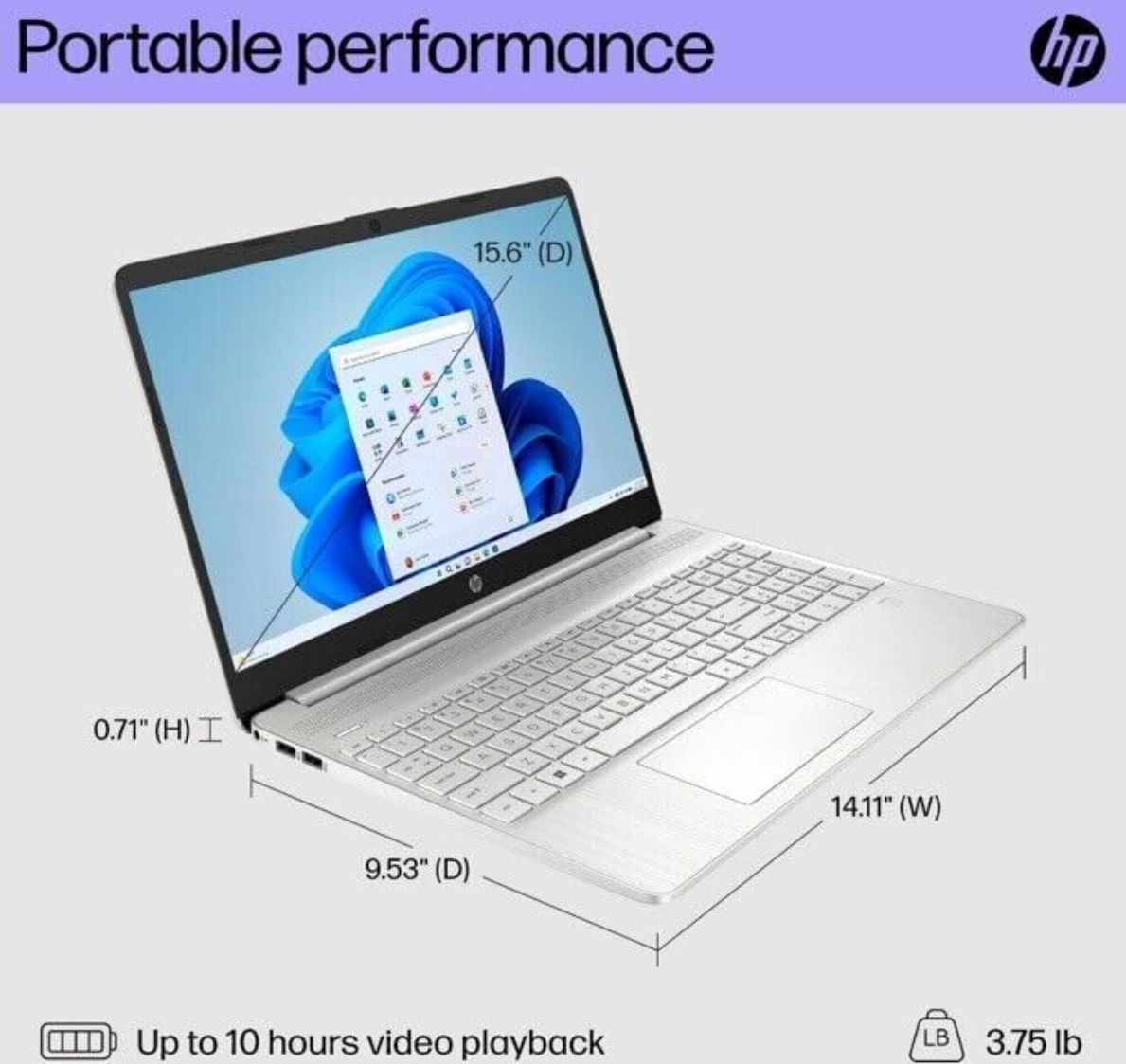HP Laptop 15.6 -8gb/256 gb ssd