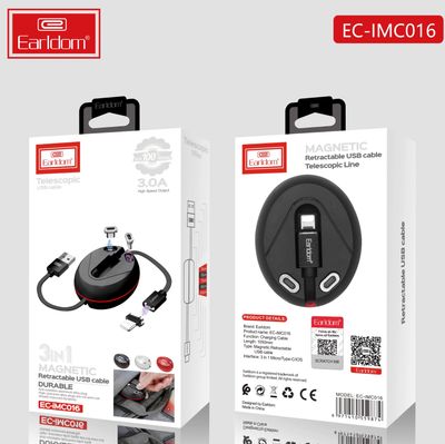 Earldom 3 in 1 magnetic Retractable USb cable