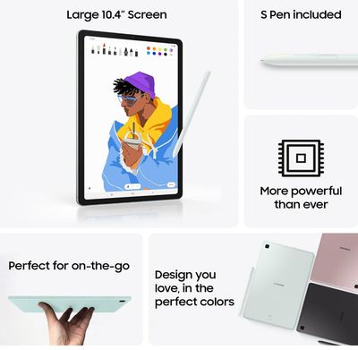 SAMSUNG Galaxy Tab S6 Lite (2024) 10.4' 64GB WiFi Android Tablet, S Pen Included, Gaming Ready, Long Battery Life, Slim Metal Design, Expandable Storage, US Version, Mint.