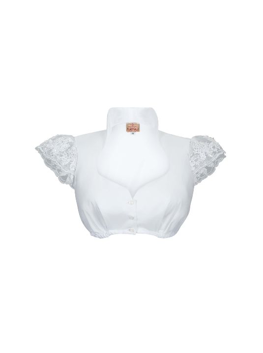 Baumwollbluse „Betti&quot; Perlarm weiß