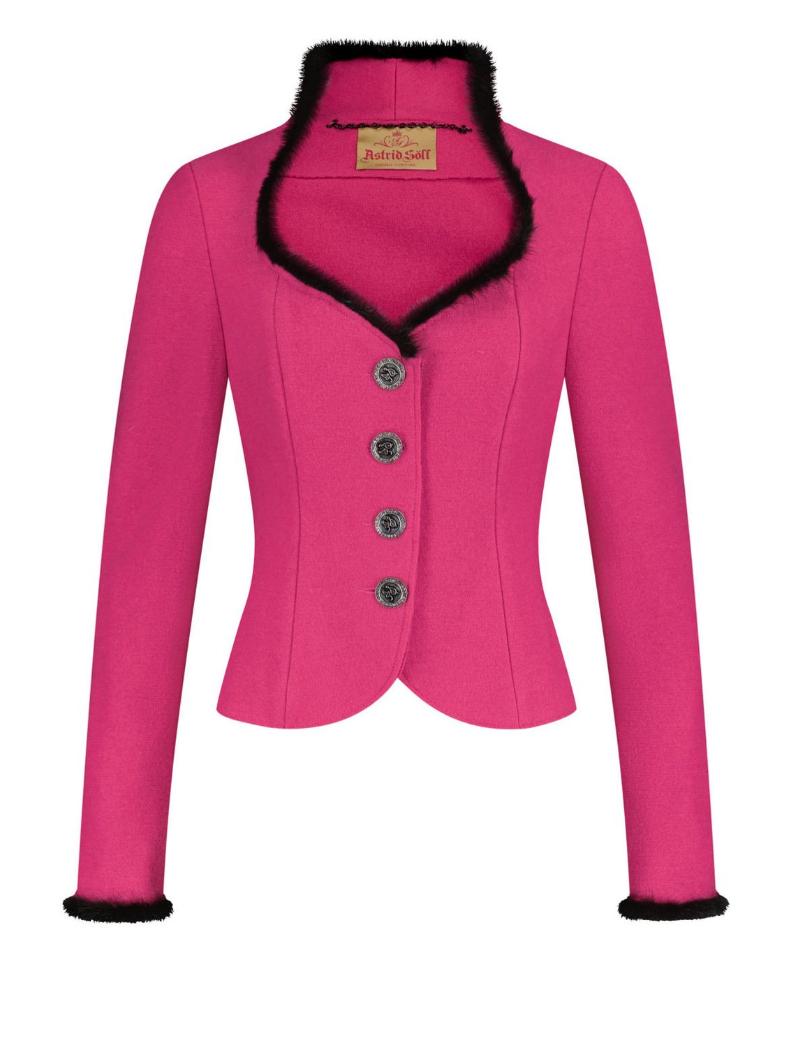 Jacke „Lara“ pink mit schwarzem Nerz