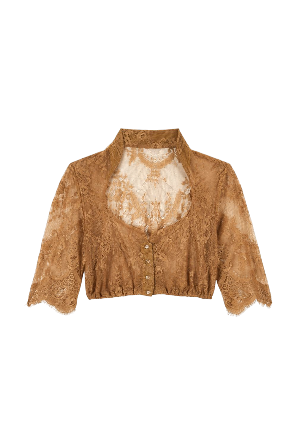 Spitzenbluse „Betti“ 3/4-Arm braun