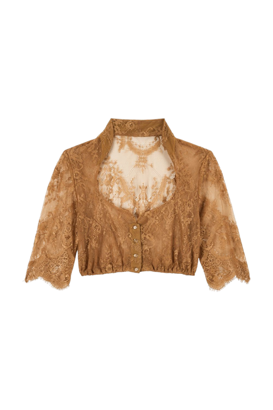 Spitzenbluse „Betti“ 3/4-Arm braun