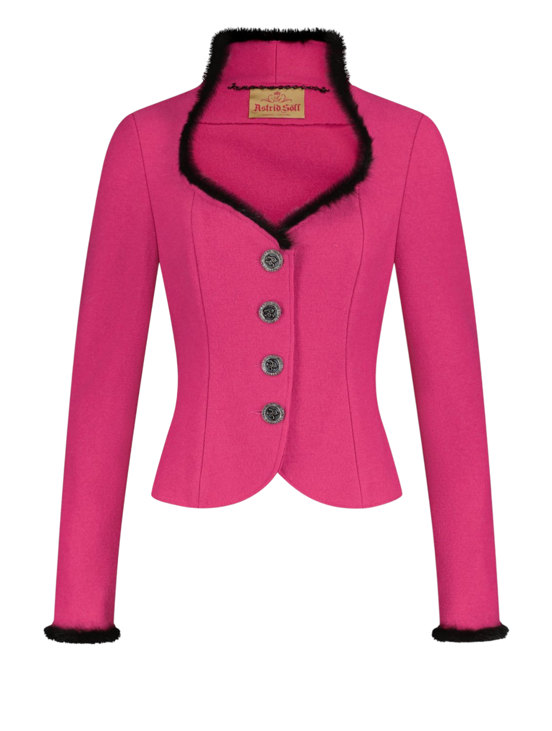 Jacke „Lara“ pink mit schwarzem Nerz