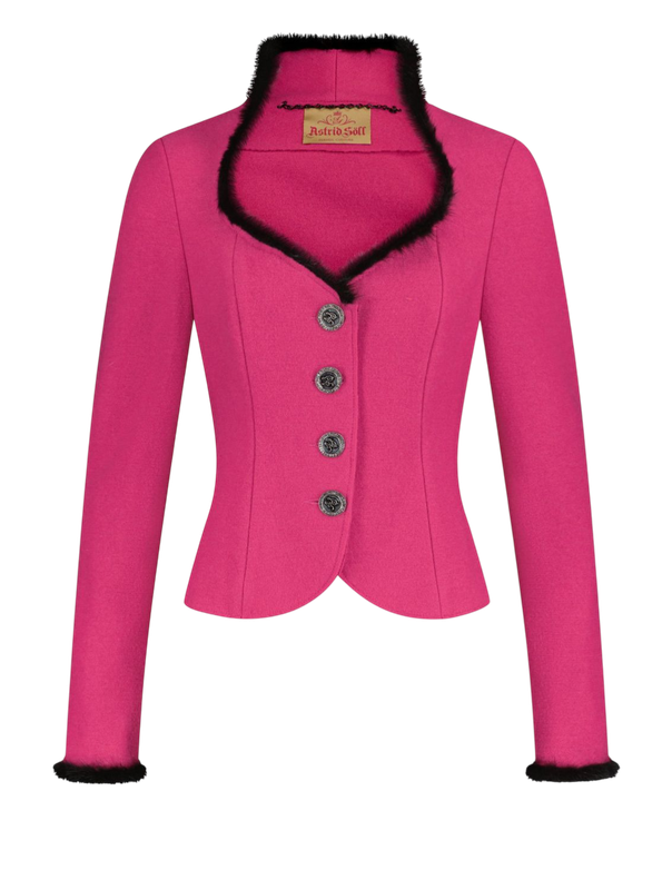 Jacke „Lara“ pink mit schwarzem Nerz