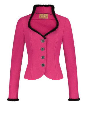 Jacke „Lara“ pink mit schwarzem Nerz