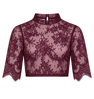 Spitzenbluse „DANA“ 3/4-Arm dunkellila Spitzenbluse „DANA“ 3/4-Arm dunkellila