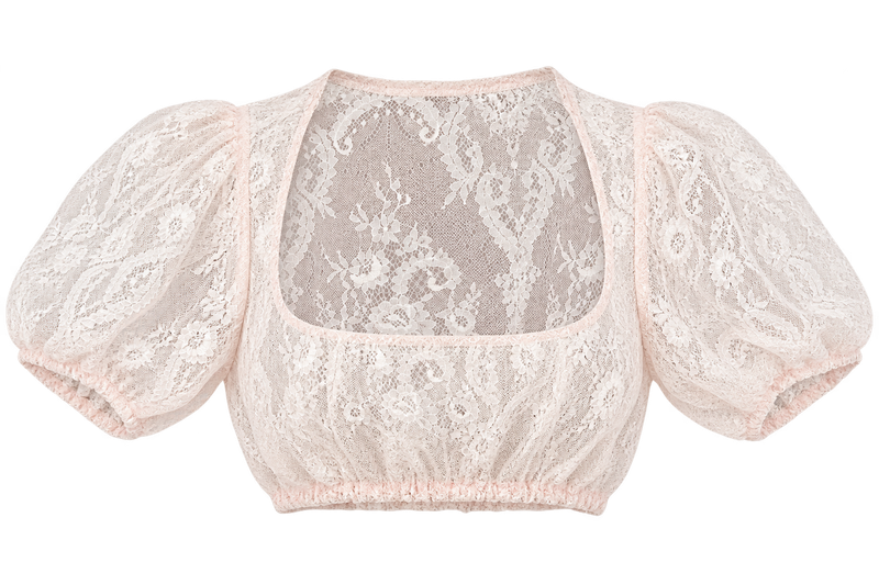 Spitzenbluse „Elli“ Puffarm rosa