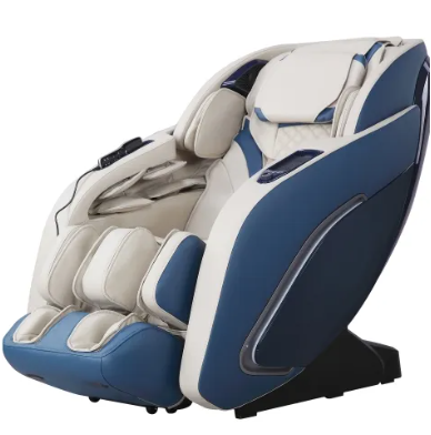 Open Box - Zero Gravity Full Body Massage Chair SL-Track Recliner with Built-In Heat Therapy Foot Roller ,Smart Voice Controller,Bluetooth Speaker,Blue