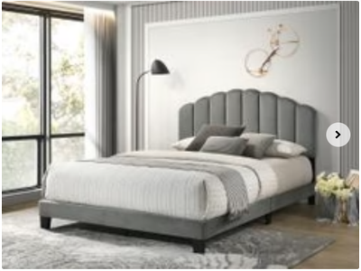 Upholstered Bed Frame TM7001 – Queen Size in Dark Grey