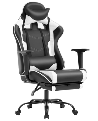 BestOffice Gaming Chair with Footrest, Ergonomic Adjustable Office Chair (White)
