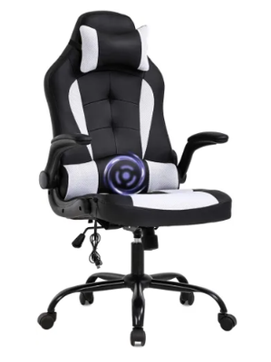 PC Gaming Chair | Ergonomic Office Chair with Massage, Lumbar Support, Headrest, Armrests, PU Leather, Rolling Task Chai