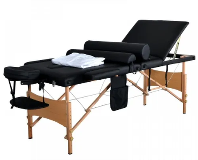 84&quot;L  Black 3 Fold Massage Table Portable Facial Bed W/ Sheet Bolsters Carry Case