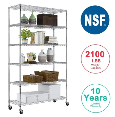 6-Shelf Unit Silver, Black Color (Open Box)