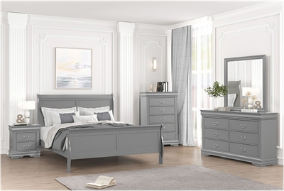 Louis Queen Size Bedroom 4PC Combo (Grey Color)