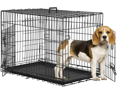 Dog Crates for Large Dogs: Folding Metal Wire Crate with Double Doors