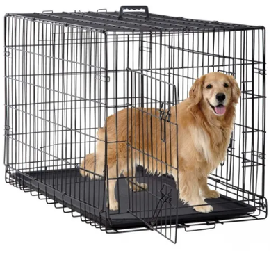 BestPet Dog Crate Cage Extra Folding Large Double Door Pet Crate W/Divider &amp; Tray 48&quot;