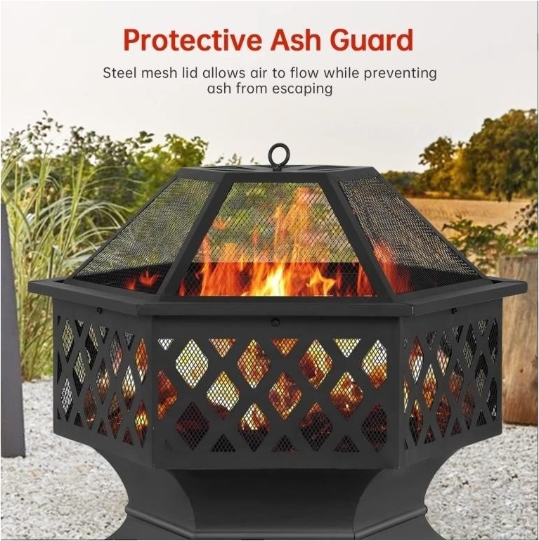 FR-S177 Outdoor Fire Pit | 28&quot; Patio Wood-Burning Metal Fire Bowl