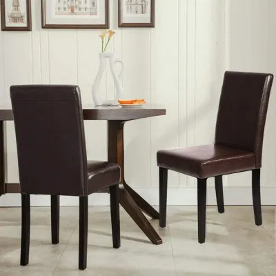 FDW Parsons Dining Rooms Chairs Set of 4 Side Chairs for Home Kitchen Living Room, Fabric, Brown
