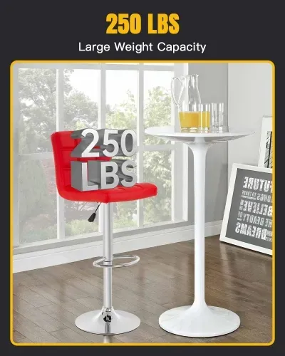 Counter Height Bar Stool Set Of 2 Barstools Modern Swivel Bar Stool Hydraulic Home Kitchen Stools Height Adjustable PU Leather Bar Chairs Dining Room