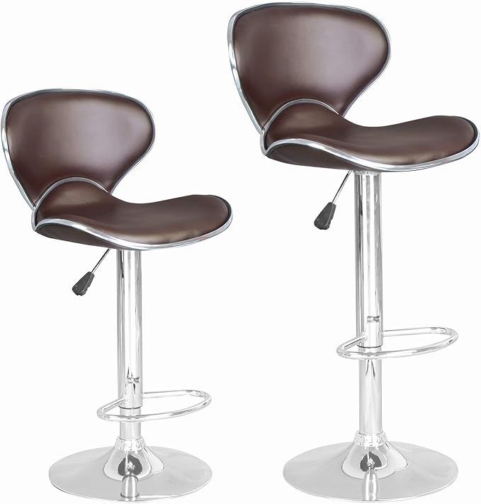 SET of 2 Bar Stools Black PU Leather Modern Hydraulic Swivel Dinning Chair B03