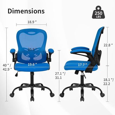 BestOffice Home Office Chair Ergonomic Computer Mesh Chair Executive Rolling Swivel with Lumbar Support Flip-Up Armrest for Adults,Black