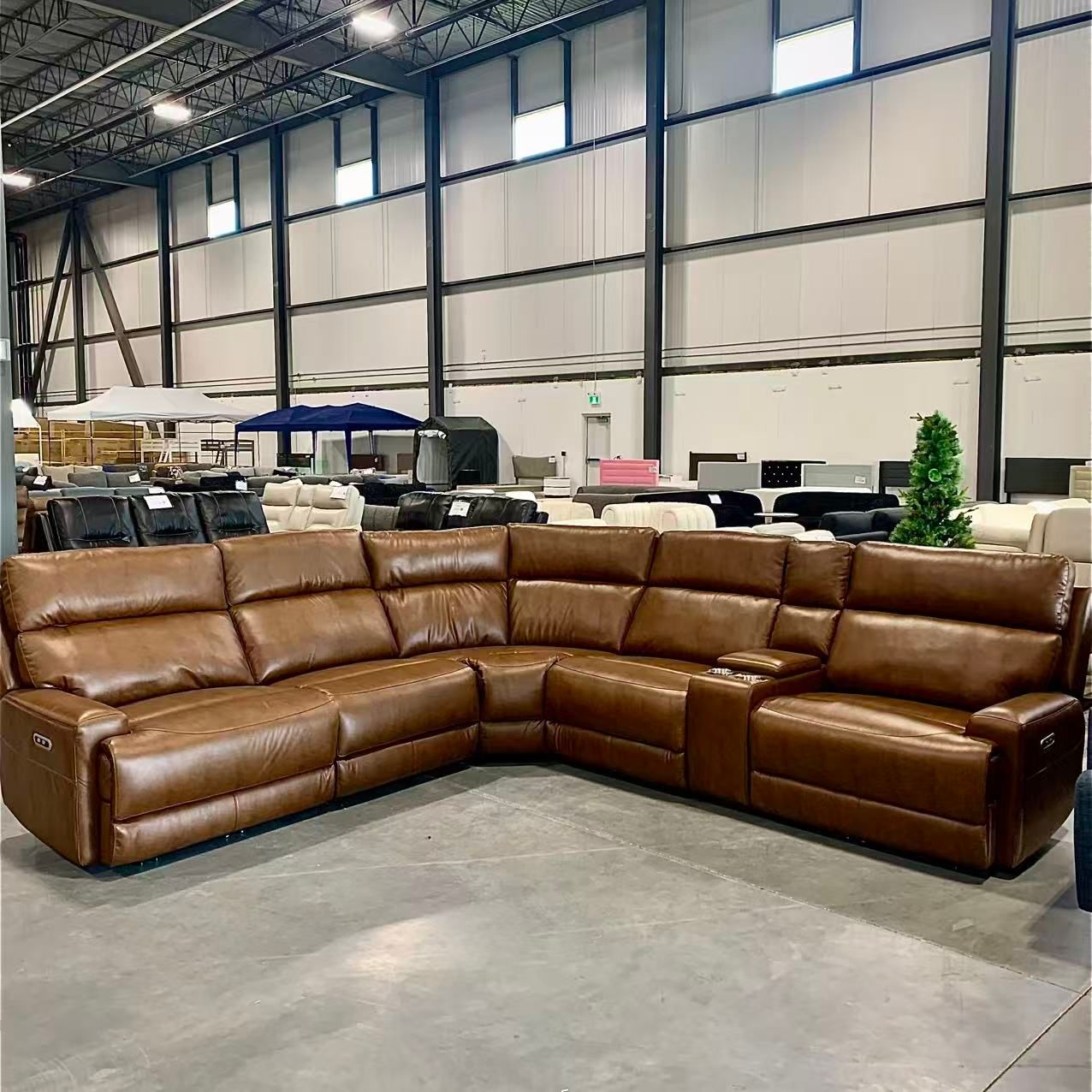 Modern Black Electric Reclining Sectional Sofa with Cup Holders Comfortable Living Room Furniture