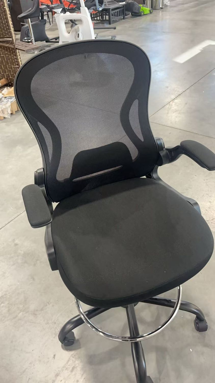 Ergonomic Office Chair, Swivel Desk Chair with Adjustable Lumbar Support and Height, Flip-up Armrests, Tilt Function, Rolling Wheels for Office