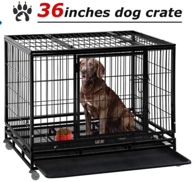 Large Dog Crate Dog Cage Dog Kennel Heavy Duty 36 Inches Pet Playpen for Training Indoor Outdoor with Plastic Tray Double Doors & Locks Design Large Dog Crate Dog Cage Dog Kennel Heavy Duty 36 Inches Pet Playpen for Training Indoor Outdoor with Plastic Tray Double Doors & Locks Design