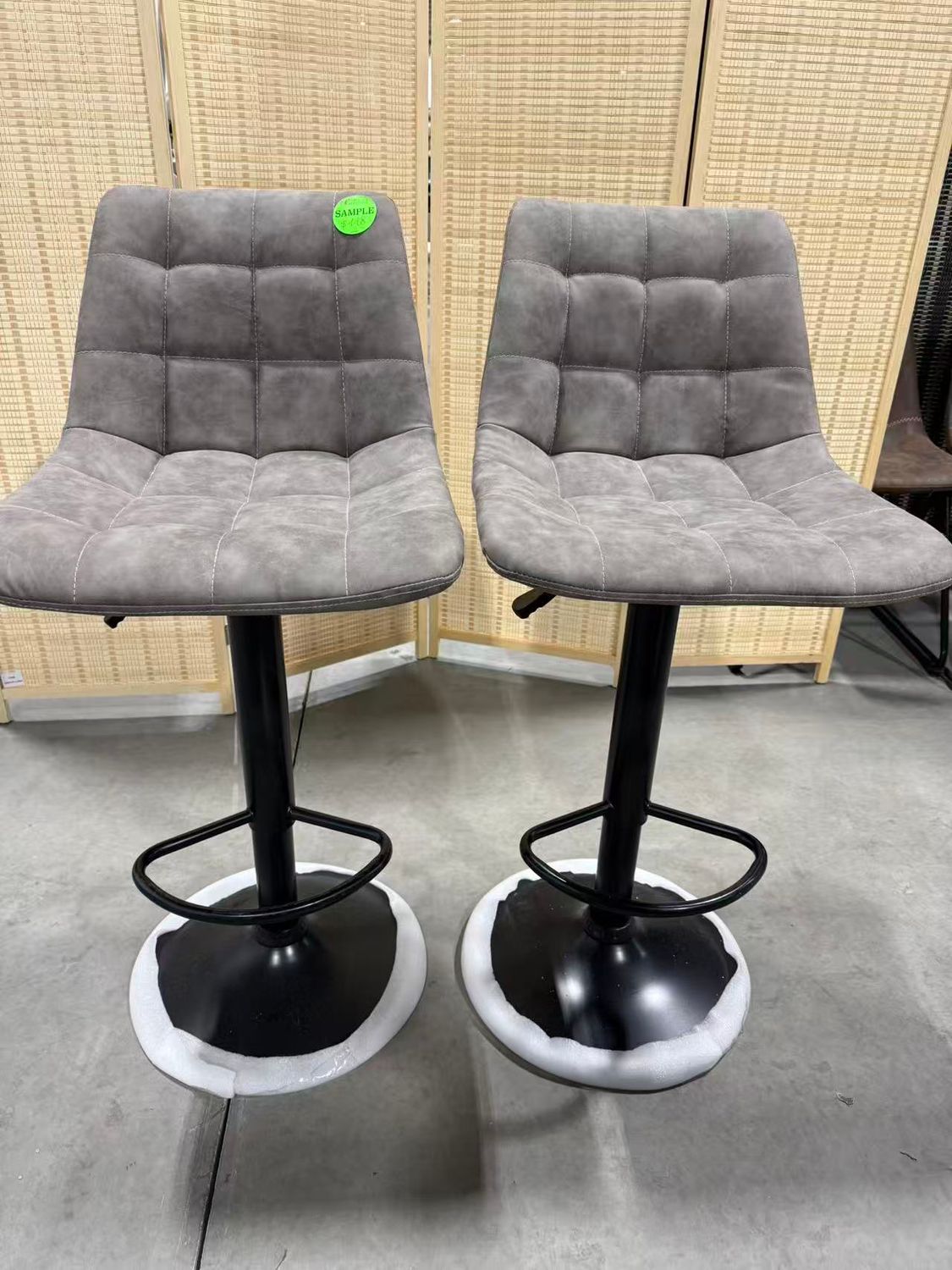 Bar Stools Set of 2, Swivel Bar Stools for Kitchen, Adjustable Bar Chairs, Modern Armless Kitchen Island Stool, Height Adjustable Counter Stool Bar stools Dining Chair with Back, Grey